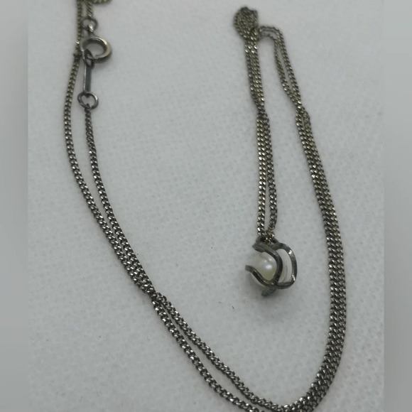Sterling  pearl necklace - Picture 1 of 3